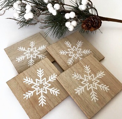 Wooden Snowflake Coasters