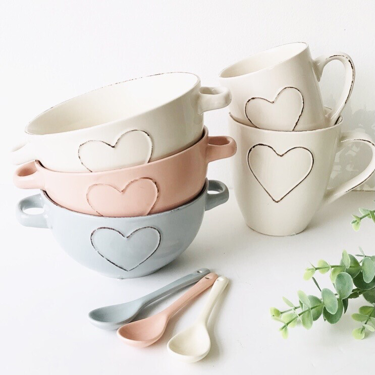 Pink Heart Bowl with Spoon