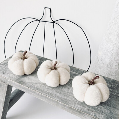 White Velvet Pumpkin Set