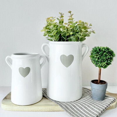 White Heart Vase - Large