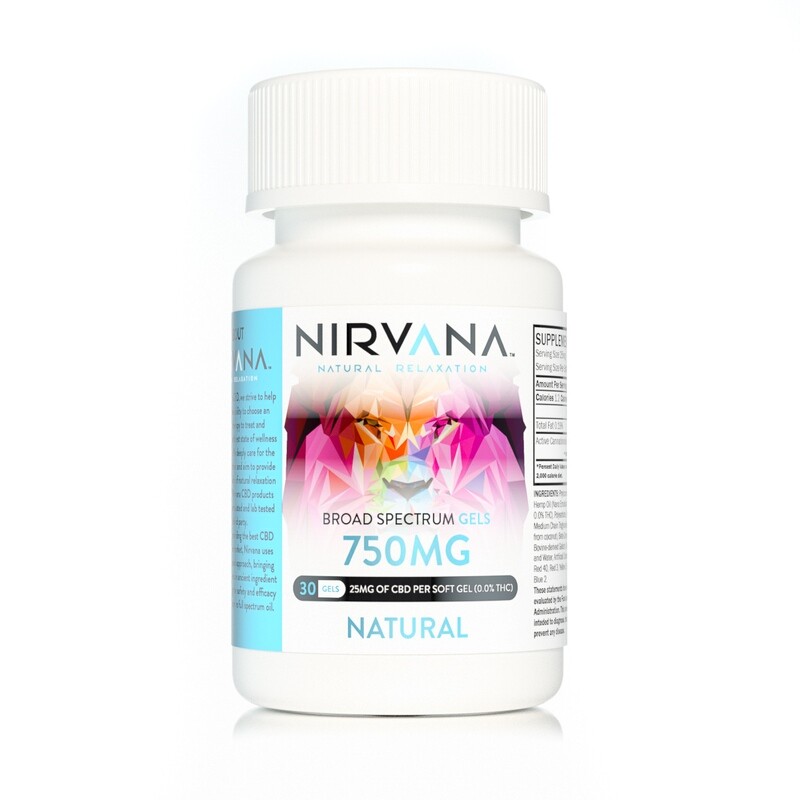 NIRVANA 750mg Broad Spectrum Gel Capsules - 30 CT (25mg per capsule)