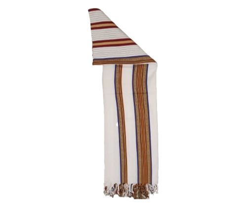 Traditional Yemeni Shawl - White Striped 