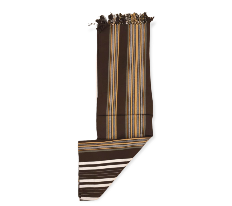 Traditional Yemeni Shawl - Brown Striped 