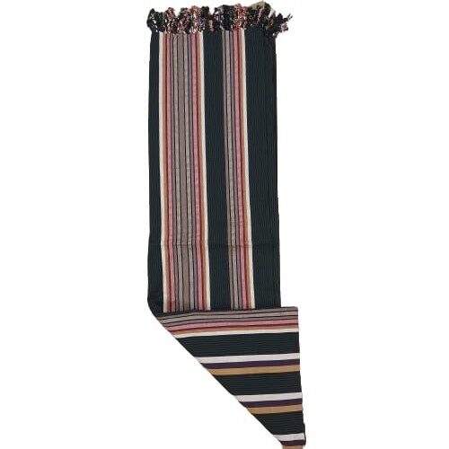 Traditional Yemeni Shawl - Dark Green Striped