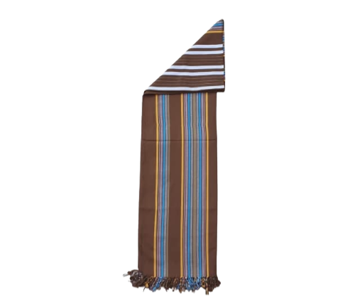 Traditional Yemeni Shawl - Brown Striped 