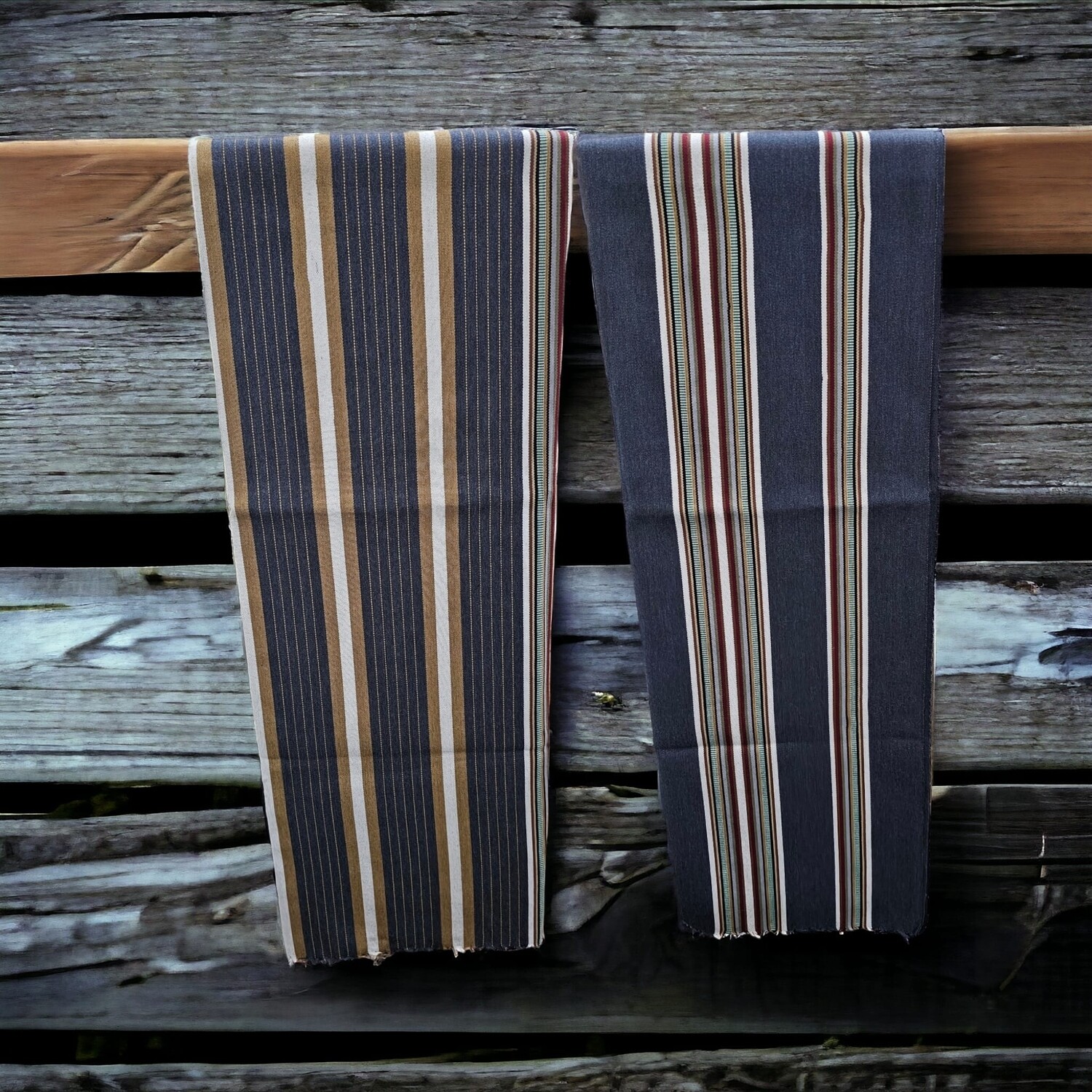 Traditional Yemeni Shawl - Navy Blue with Gold & Grey Stripes