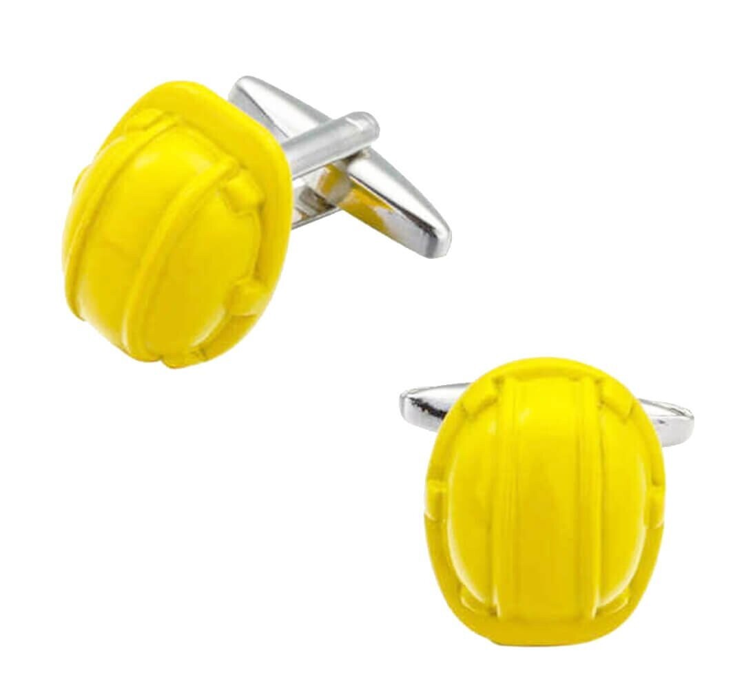 Botões de punho  "capacete amarelo de obras"