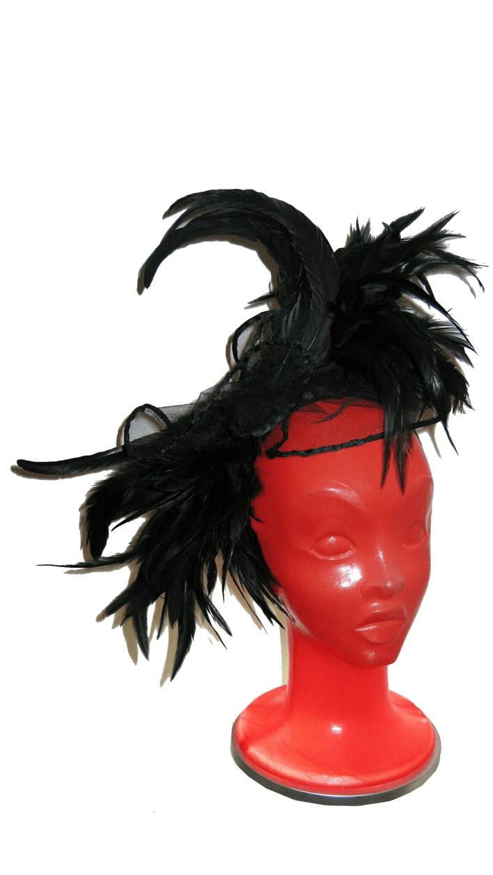 Toucado “Bouque de plumas negras"”