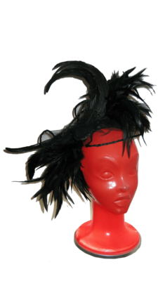 Tocado "Bouqué de plumas negras"