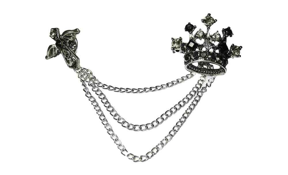 Broche para ropa corona, cadenas y cruz con cristales - Rubén Troya