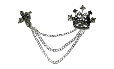 Broche para ropa corona, cadenas y cruz con cristales - Rubén Troya