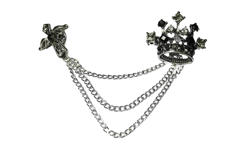 Broche para ropa corona, cadenas y cruz con cristales - Rubén Troya