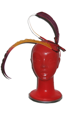 Toucado Toucado "laço com plumas cor de laranja / burdeaux"