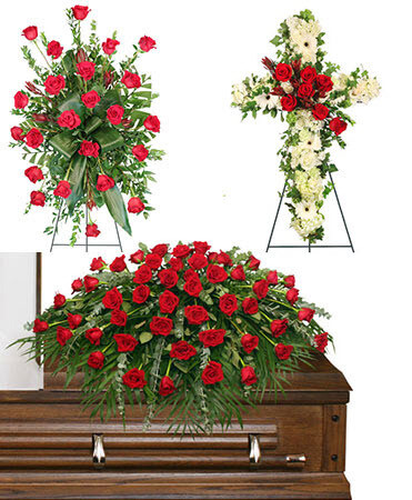 red rose funeral flowers