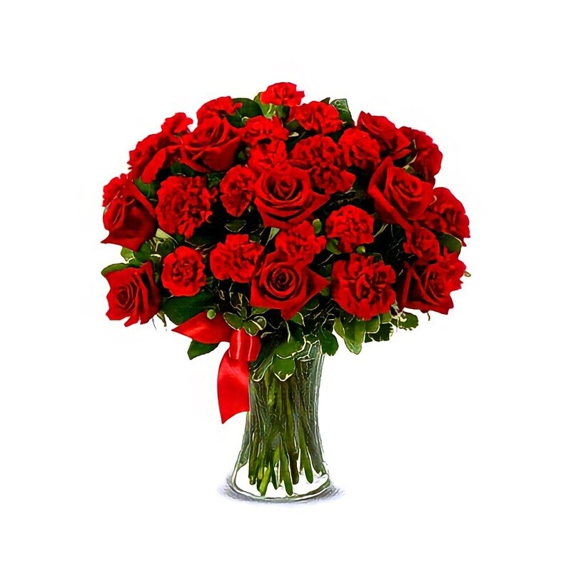 Red Roses with Carnations