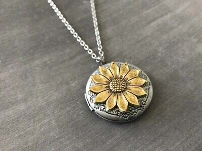 gold sunflower locket