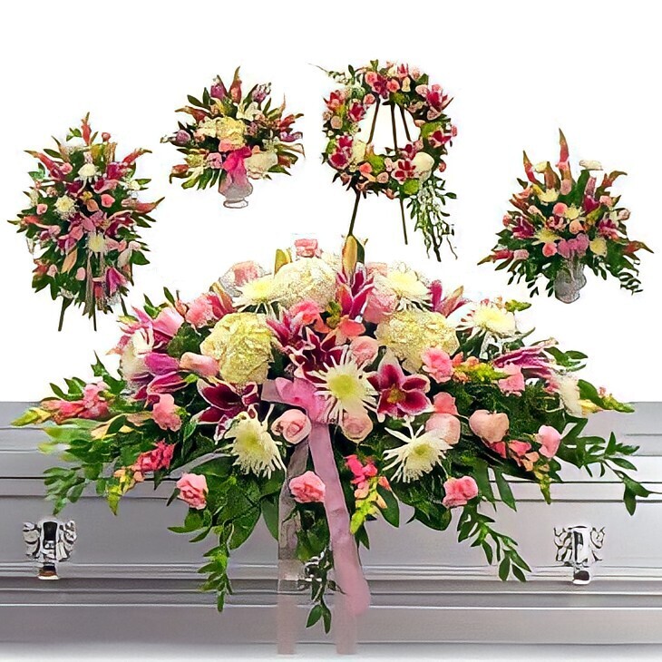 pink funeral flowers