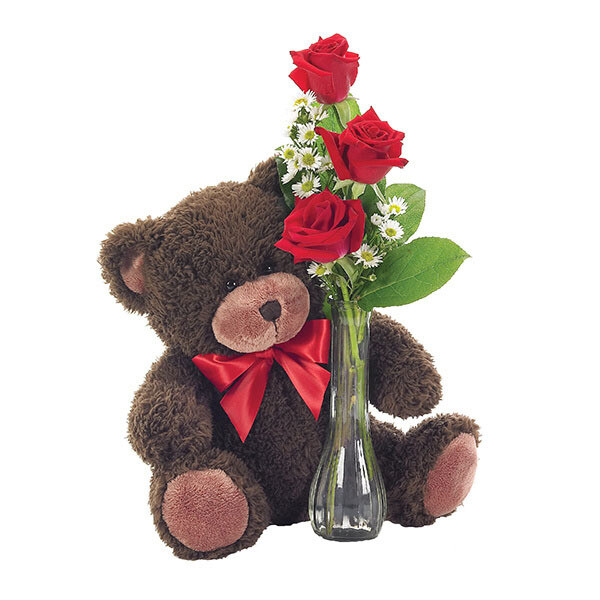 teddy bear with red roses