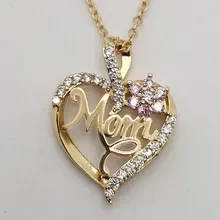 mom gold heart necklace