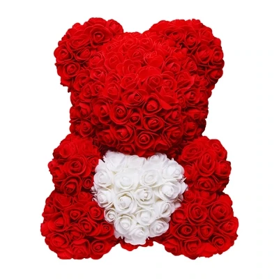 red white roses bear