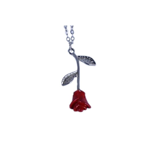 silver rose necklace