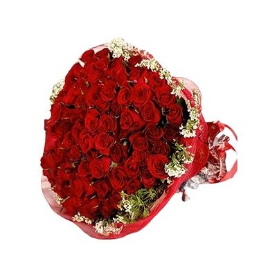 100 Red roses wrapped