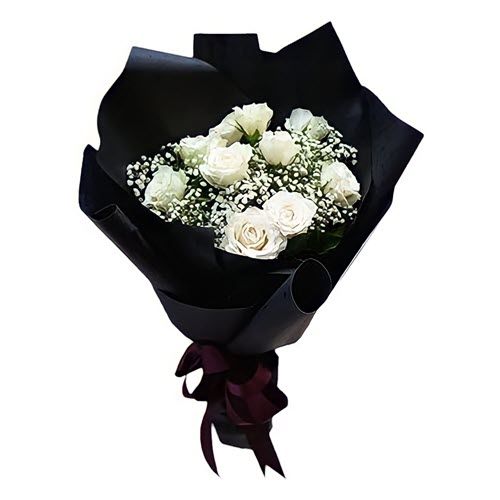 Dozen white roses wrapped