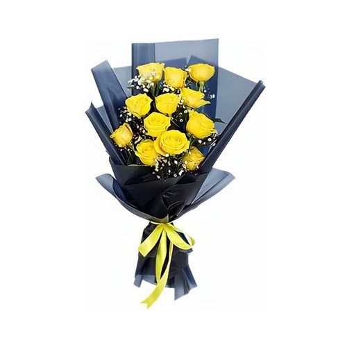 Dozen of yellow roses wrapped