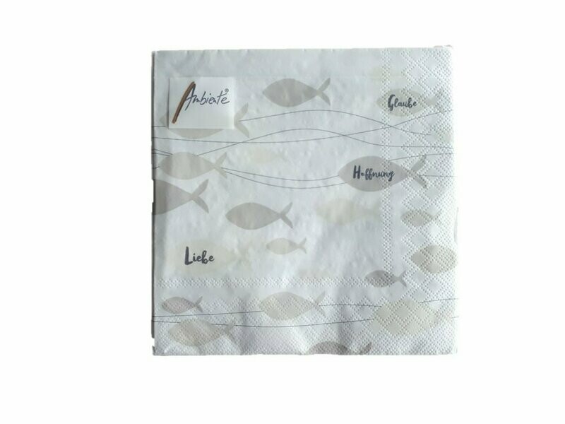 Servietten Kommunion Fische creme