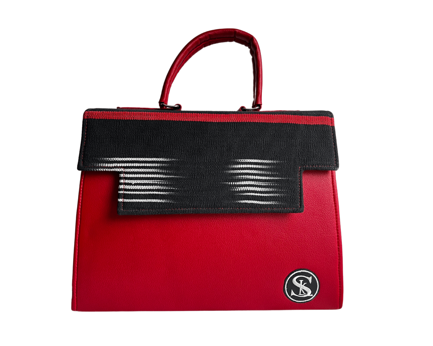 KEM Handtasche Set rot - mit Leder und Faso Baumwolle