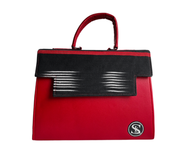 KEM Handtasche Set rot - mit Leder und Faso Baumwolle