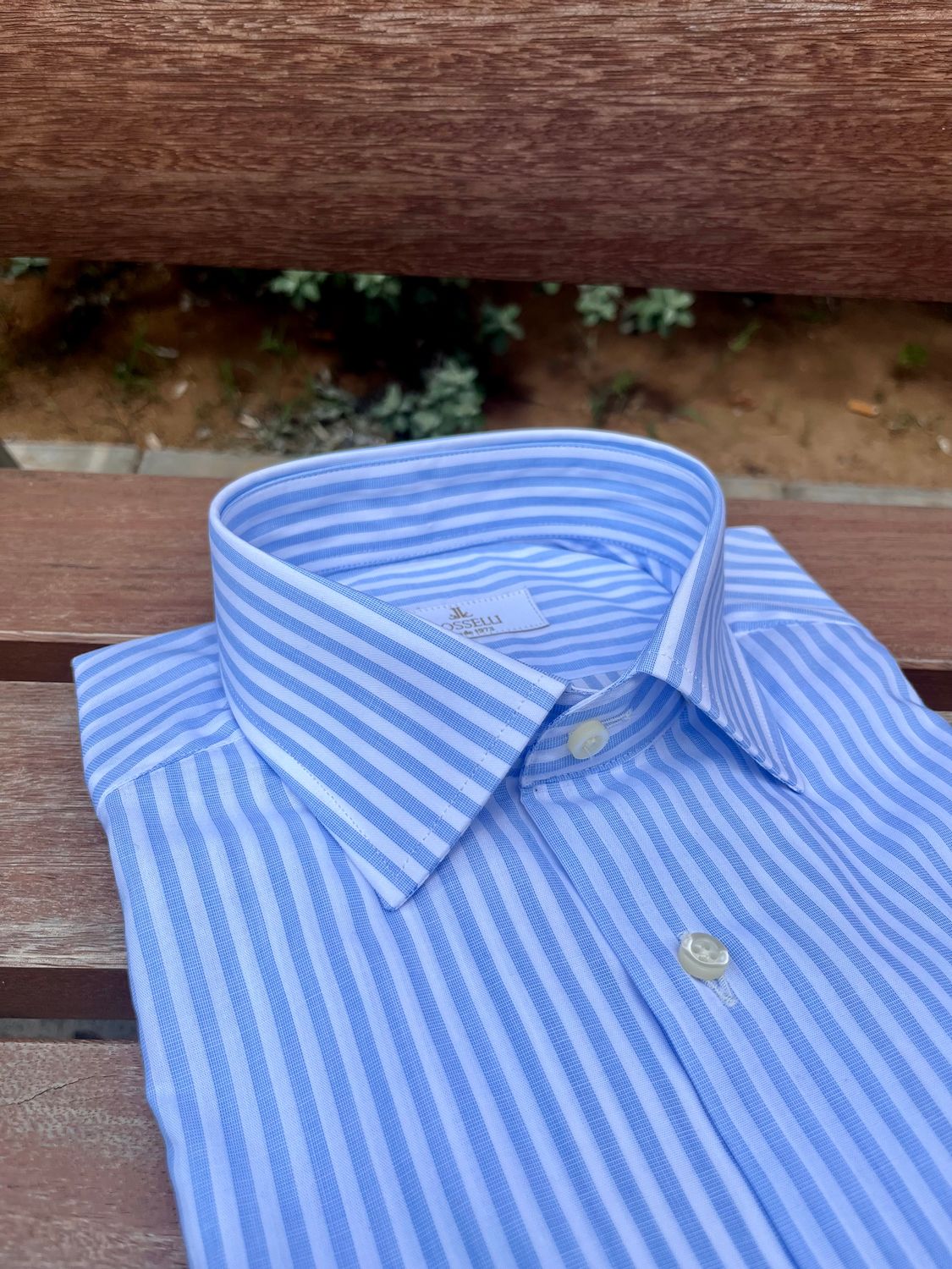 Camisa Raya Ancha Azul