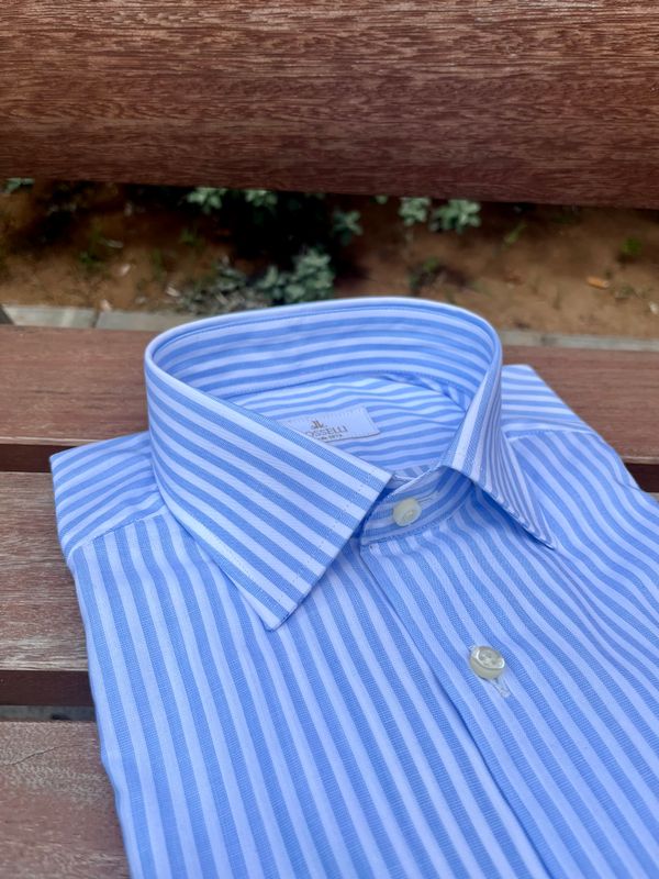 Camisa Raya Ancha Azul