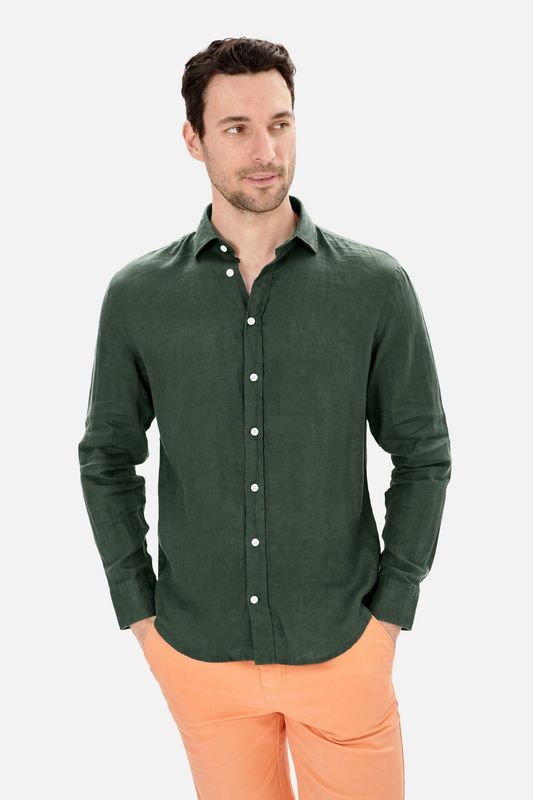 Camisa Lino Verde Botella