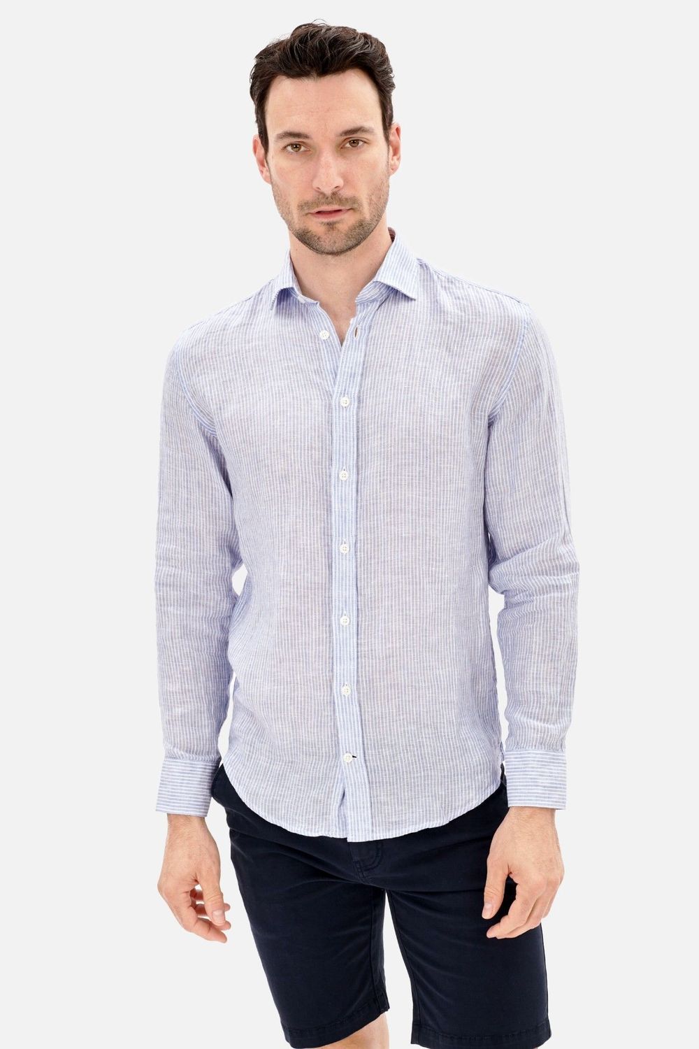 Camisa Lino Raya Celeste