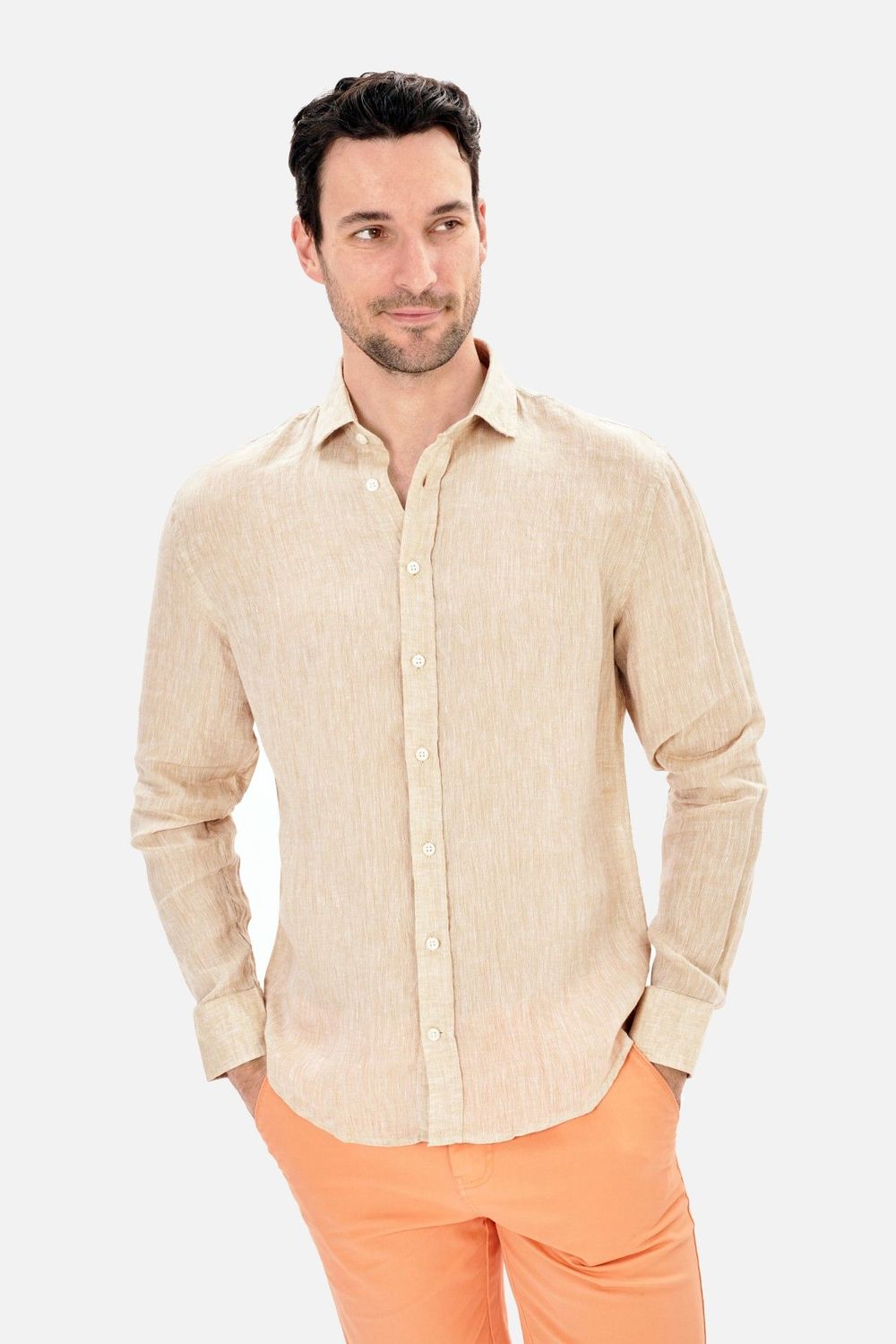 Camisa Lino Camel