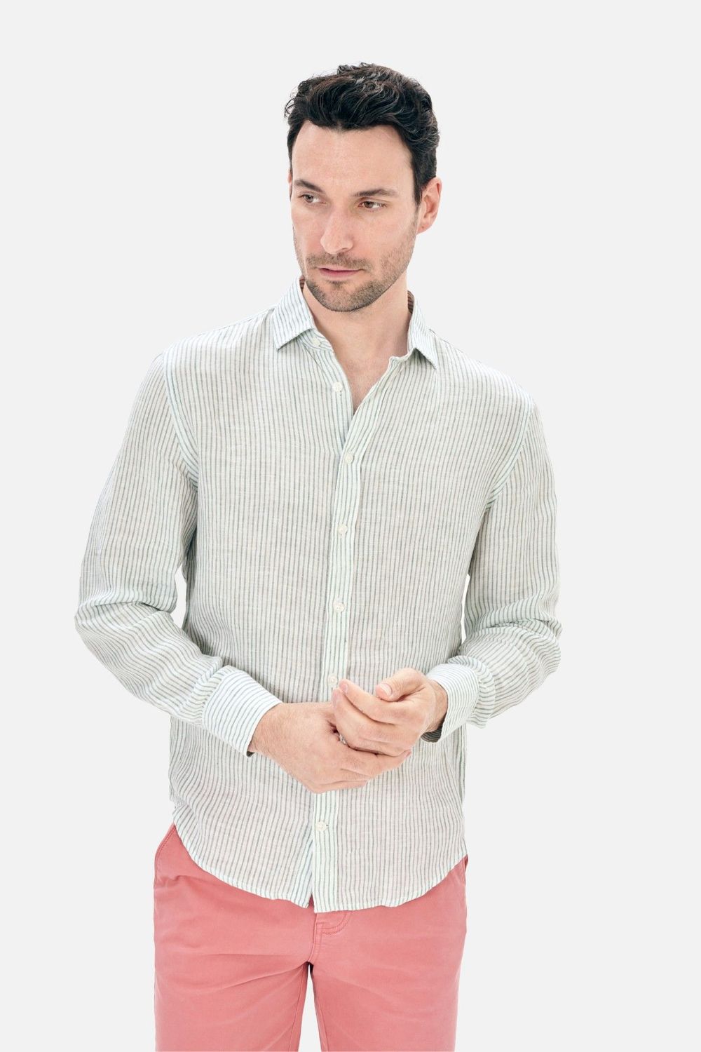 Camisa Lino Raya Verde