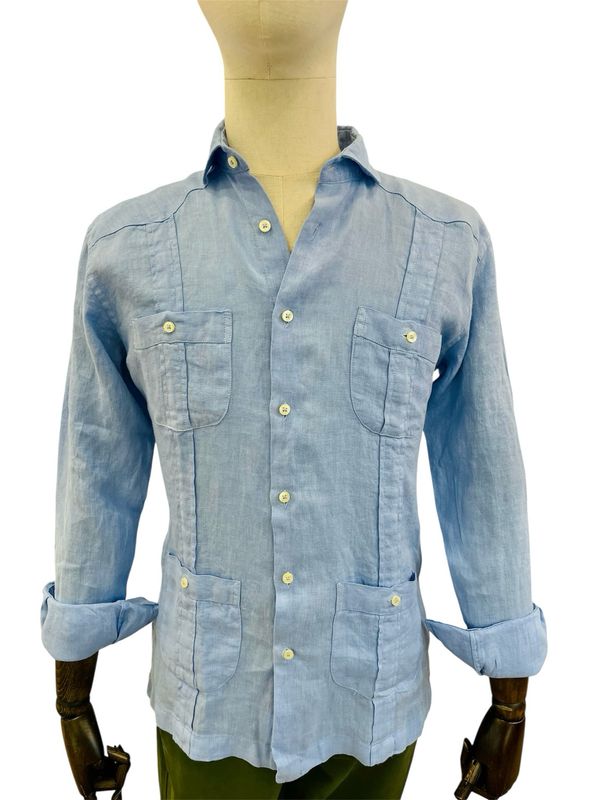Guayabera Lino Celeste