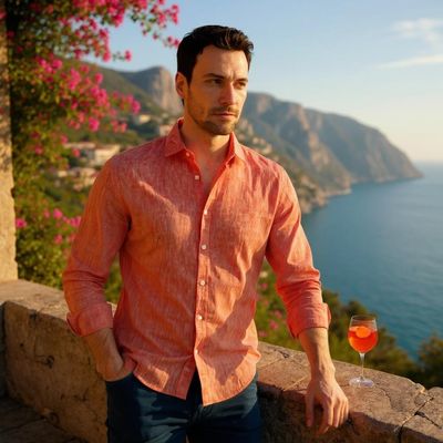 Camisa Lino Naranja