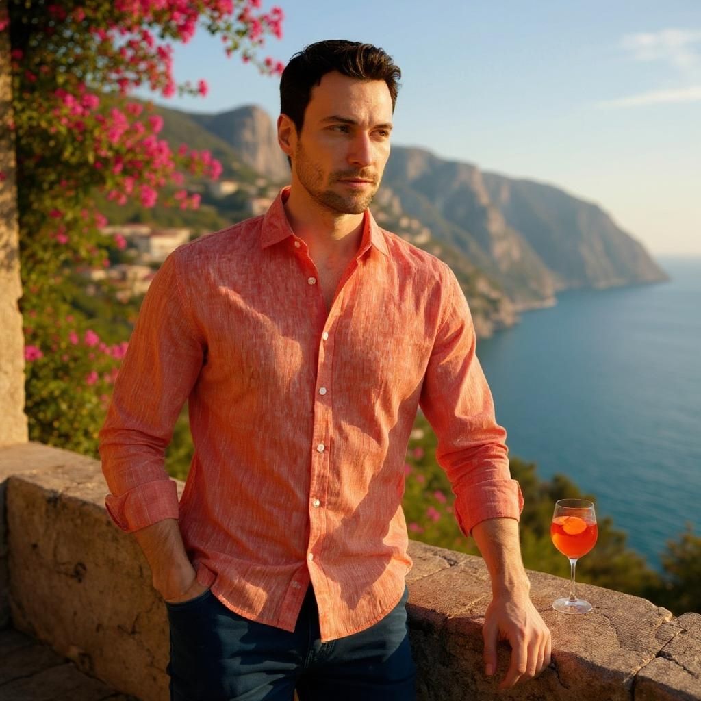 Camisa Lino Naranja
