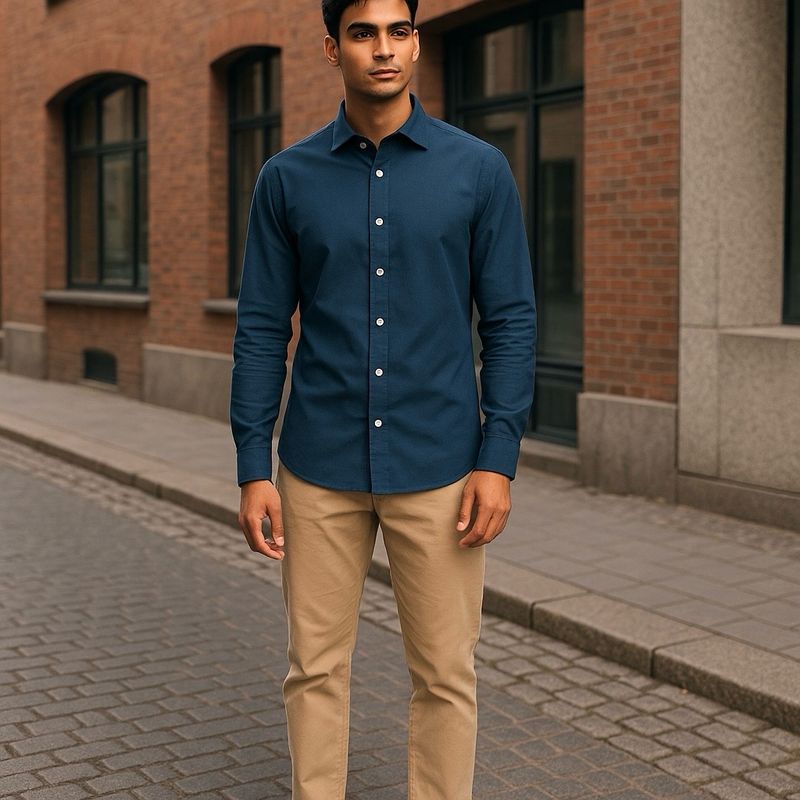 Camisa Algodón Azul