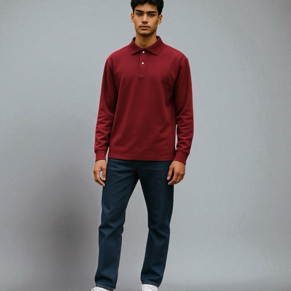 Polo Manga Larga Burdeos