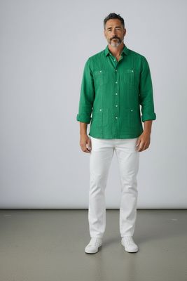 Guayabera Lino Verde New Guayabera Lino Verde New
