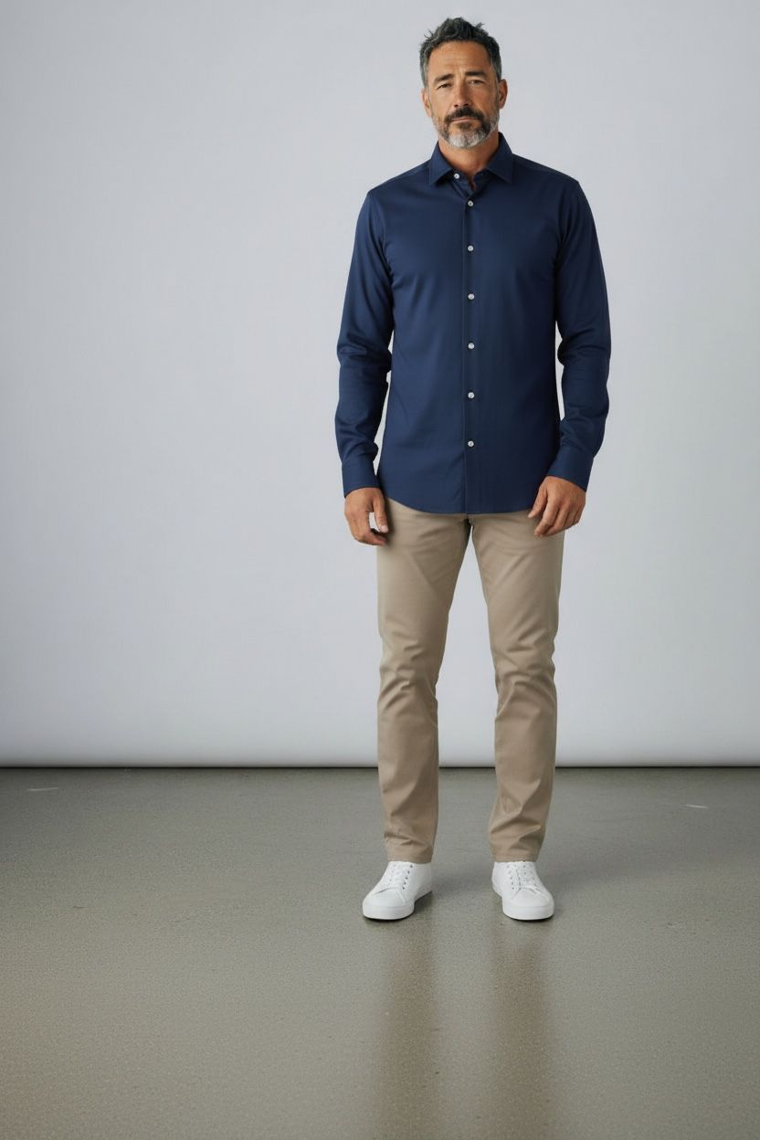 Camisa Algodón Egipcio Marino