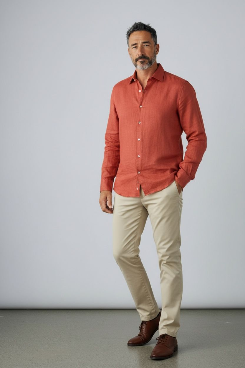 Camisa Lino - Coral