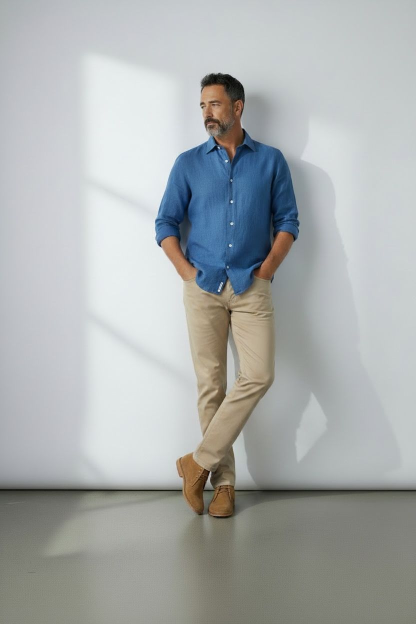 Camisa Lino - Azul