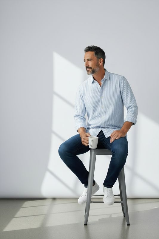 Camisa Lino - Raya Azul
