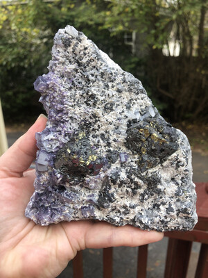 Galena And Quartz With Fluorite And Chalcopyrite