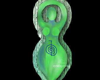 Spiral Goddess representing Divine Feminine Cho Ku Rei Vinyl Sticker Infused With Beautiful Reiki Healing Energy Green Master Teacher Womb