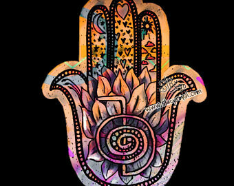 Hamsa Lotus Cho Ku Rei Vinyl Sticker Infused With Beautiful Reiki Healing Energy Luck Positive Omen Master Symbol Colorful Seasons Student